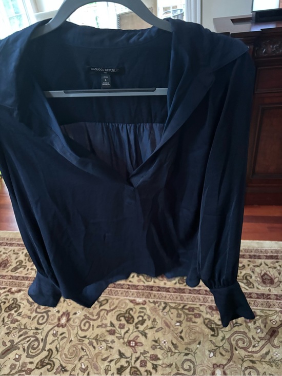 Banana Republic Tops - Banana Republic Deep Navy Draped Silk Blouse